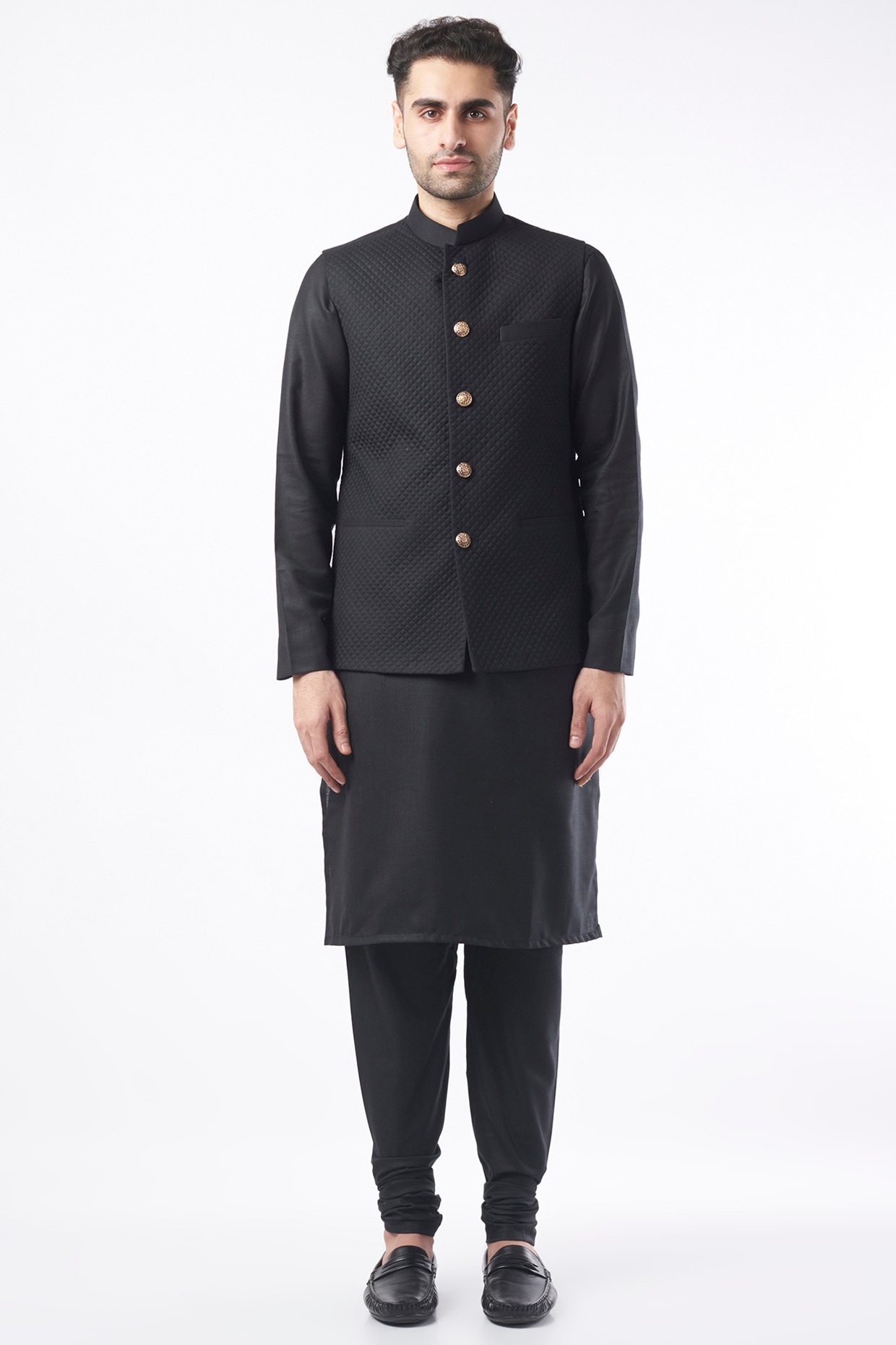 Buy Ethluxis Mens Black and Cyan Silk Blend Kurta Pyjama with Nehru Jacket,  44 Online at Best Prices in India - JioMart.