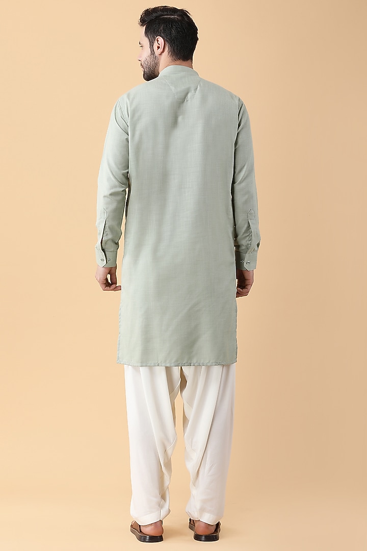Green Ruby Cotton Silk Printed Bundi Jacket Set by Manish Nagdeo Men at Pernia's Pop Up Shop