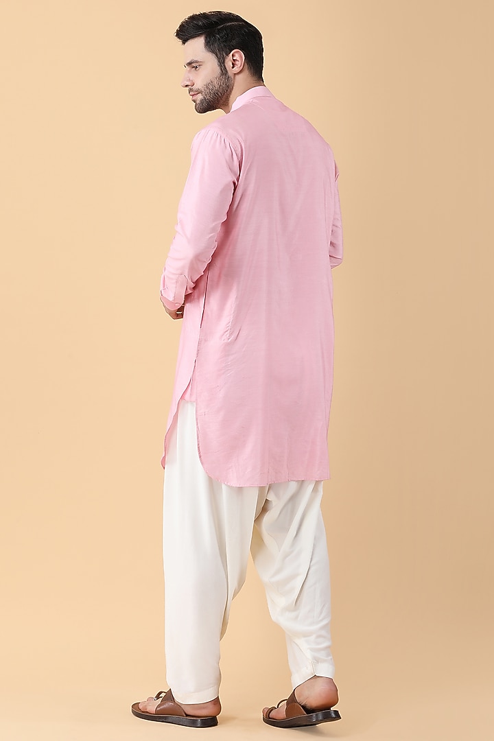 Pink Banarasi Jacquard Bundi Jacket Set by Manish Nagdeo Men at Pernia's Pop Up Shop