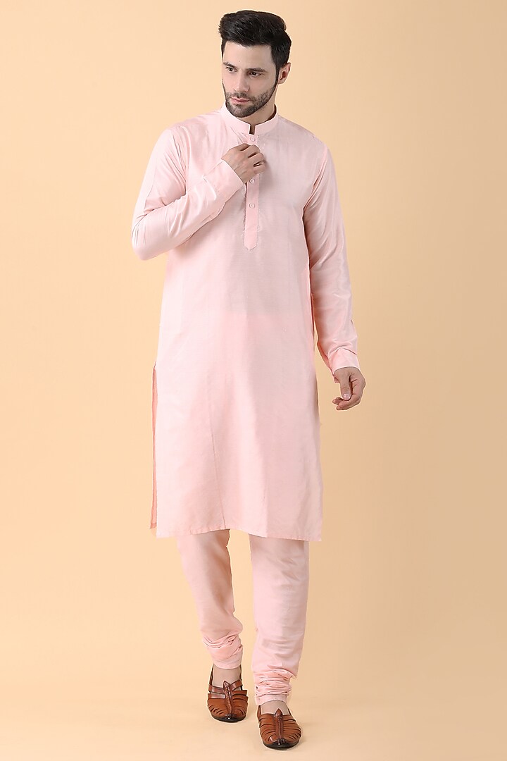 Peach Art Silk Printed Bundi Jacket Set by Manish Nagdeo Men at Pernia's Pop Up Shop