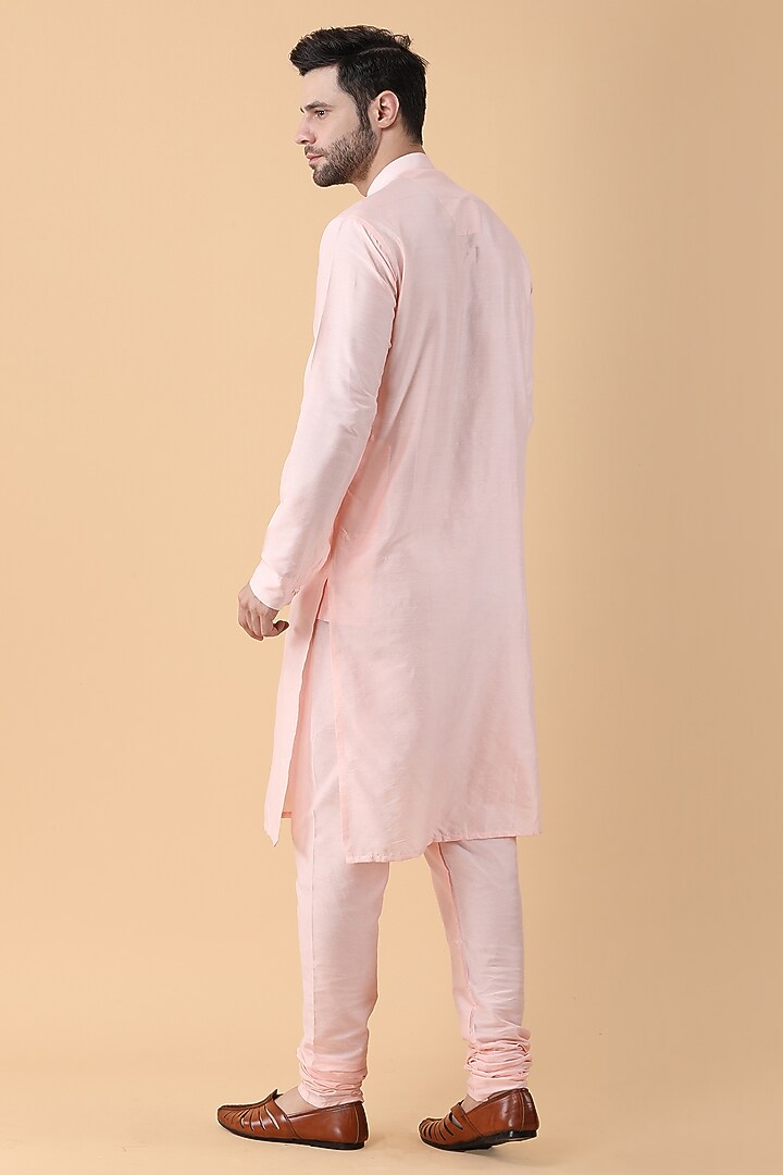 Peach Art Silk Printed Bundi Jacket Set by Manish Nagdeo Men at Pernia's Pop Up Shop