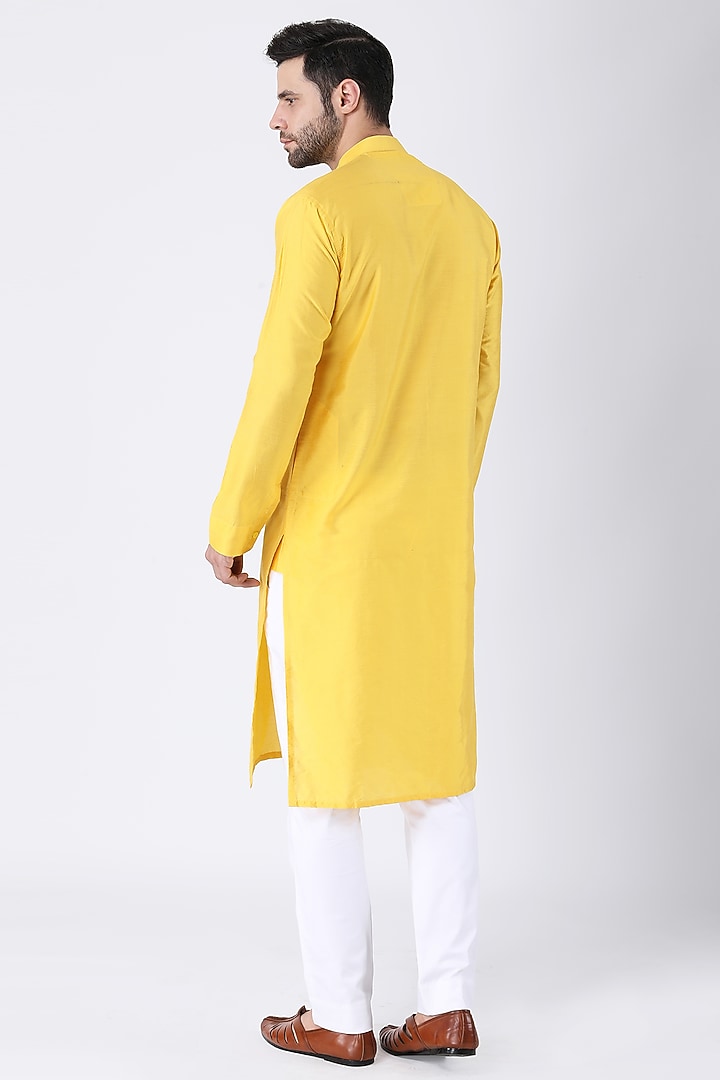 Multi-Colored Ruby Cotton Silk Asymmetric Bundi Jacket Set by Manish Nagdeo Men at Pernia's Pop Up Shop