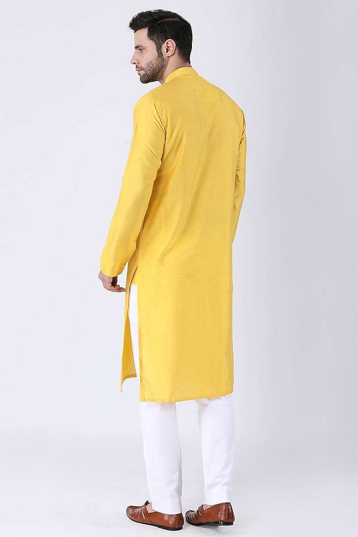 Multi-Colored Ruby Cotton Silk Asymmetric Bundi Jacket Set by Manish Nagdeo Men at Pernia's Pop Up Shop