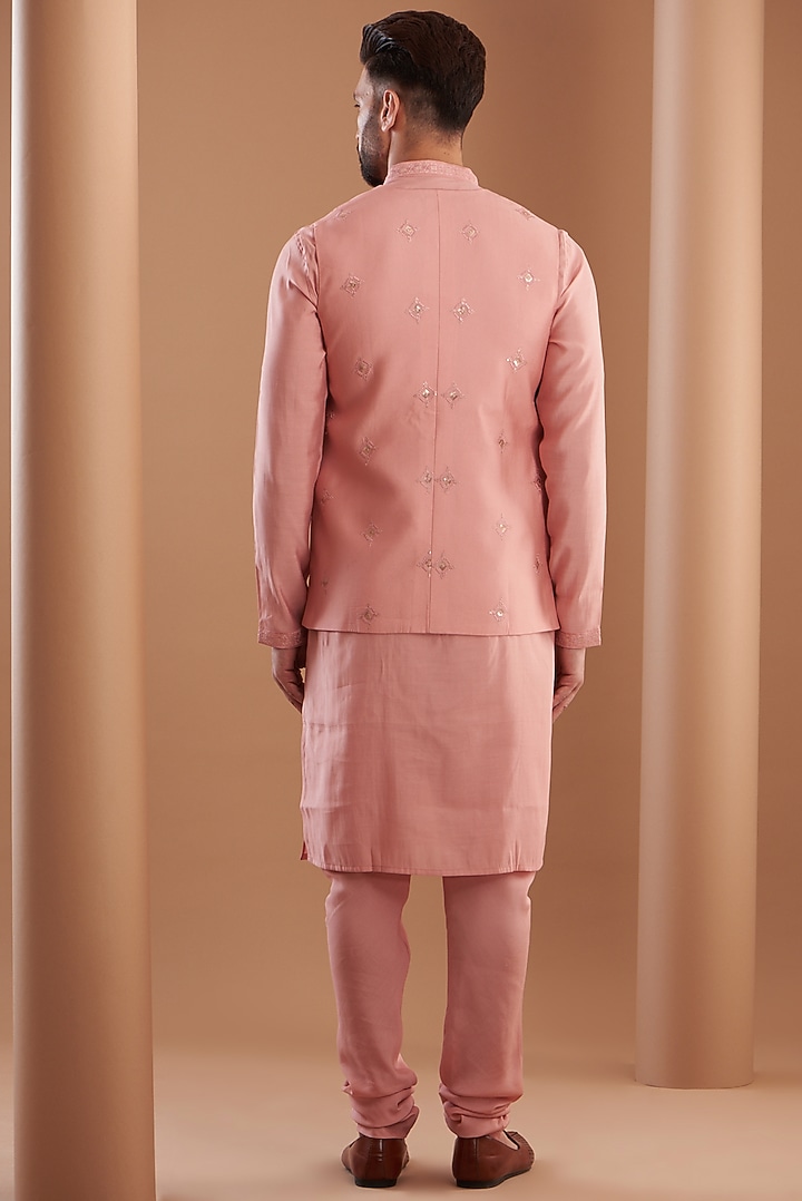 Pink Modal Embroidered Indowestern Set by Manish Nagdeo Men at Pernia's Pop Up Shop