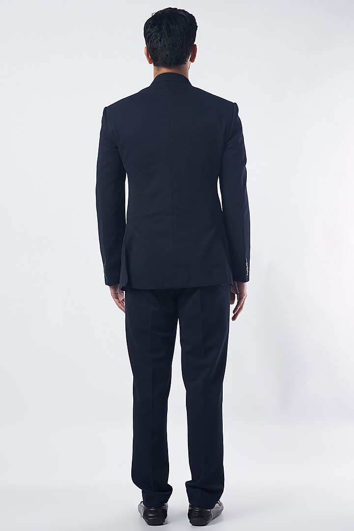 Blue Viscose Blend Bandhgala Set by Manish Nagdeo Men at Pernia's Pop Up Shop