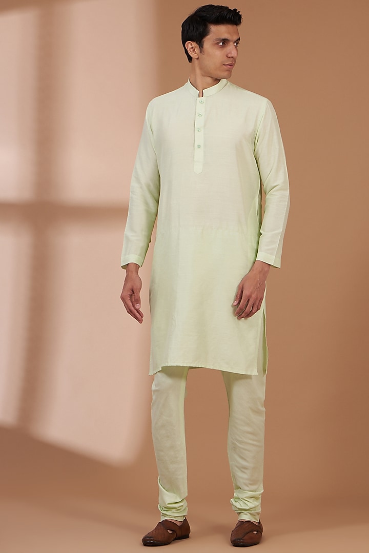 Mint Green Art Silk Printed Bundi Set by Manish Nagdeo Men at Pernia's Pop Up Shop