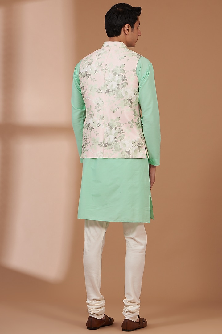 Pink Art Silk Printed Bundi Set by Manish Nagdeo Men at Pernia's Pop Up Shop