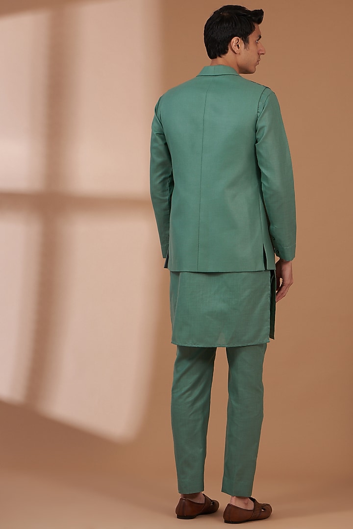 Green Matka Cotton Printed Indowestern Jacket Set by Manish Nagdeo Men at Pernia's Pop Up Shop