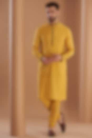 Yellow Modal Embroidered Kurta Set by Manish Nagdeo