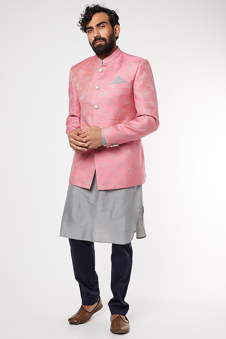 Blush Pink Bandhgala Jacket Set by Manish Nagdeo