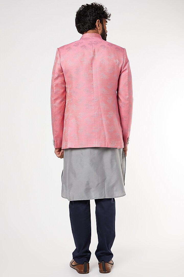 Blush Pink Wedding Bandhgala Jacket Set by Manish Nagdeo Men at Pernia's Pop Up Shop