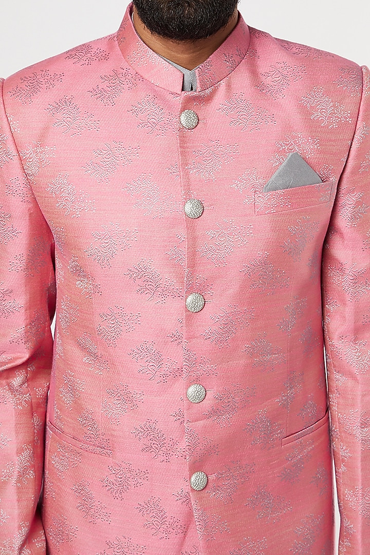 Blush Pink Wedding Bandhgala Jacket Set by Manish Nagdeo Men at Pernia's Pop Up Shop