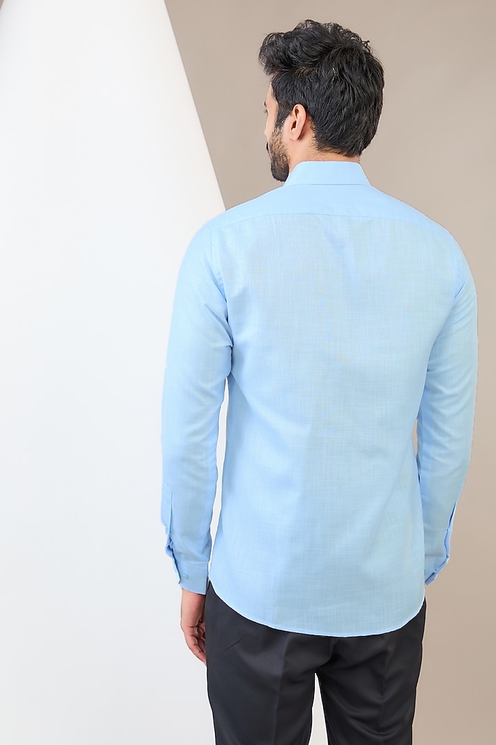 Blue Cotton Blend Floral Printed Party Wear Shirt by Manish Nagdeo Men at Pernia's Pop Up Shop