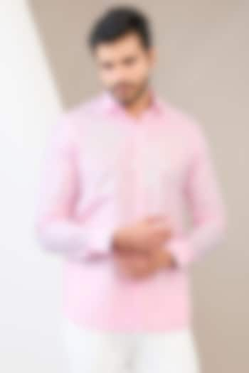 Pink Cotton Blend Floral Printed Shirt by Manish Nagdeo Men at Pernia's Pop Up Shop