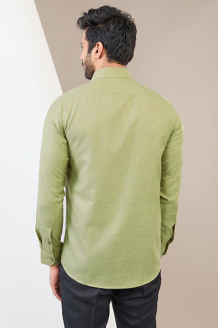 Green Cotton Blend Floral Printed Party Wear Shirt by Manish Nagdeo Men at Pernia's Pop Up Shop