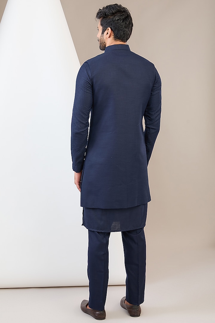 Blue Ruby Silk Dori Work Wedding Indowestern Set by Manish Nagdeo Men at Pernia's Pop Up Shop