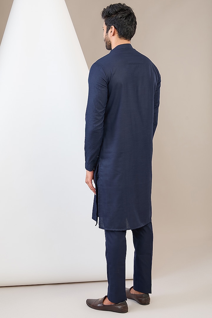 Blue Ruby Silk Dori Work Wedding Indowestern Set by Manish Nagdeo Men at Pernia's Pop Up Shop