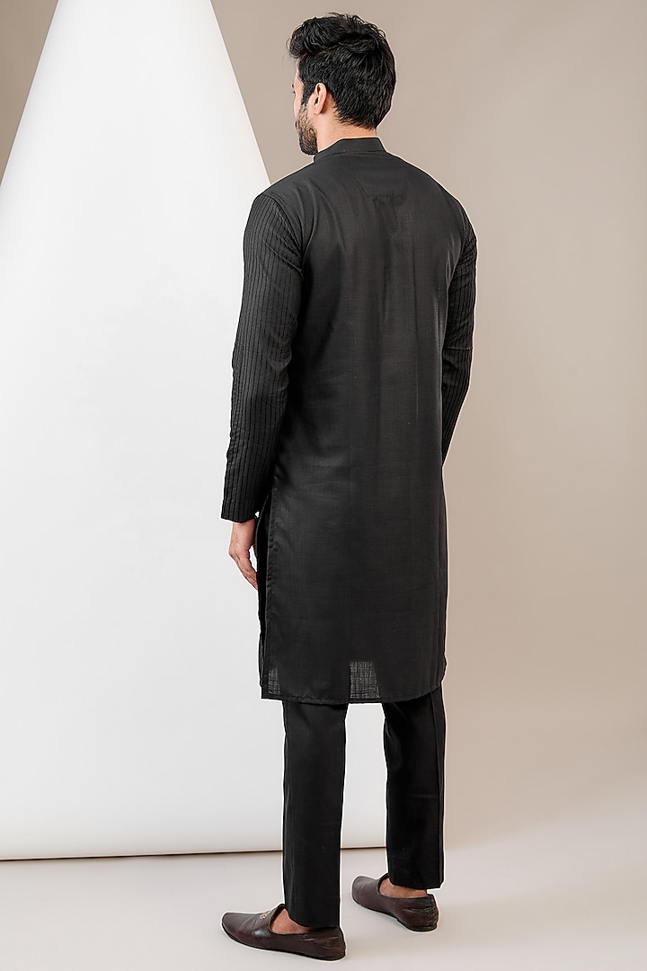 Black Ruby Silk Dori Work Wedding Indowestern Set by Manish Nagdeo Men at Pernia's Pop Up Shop