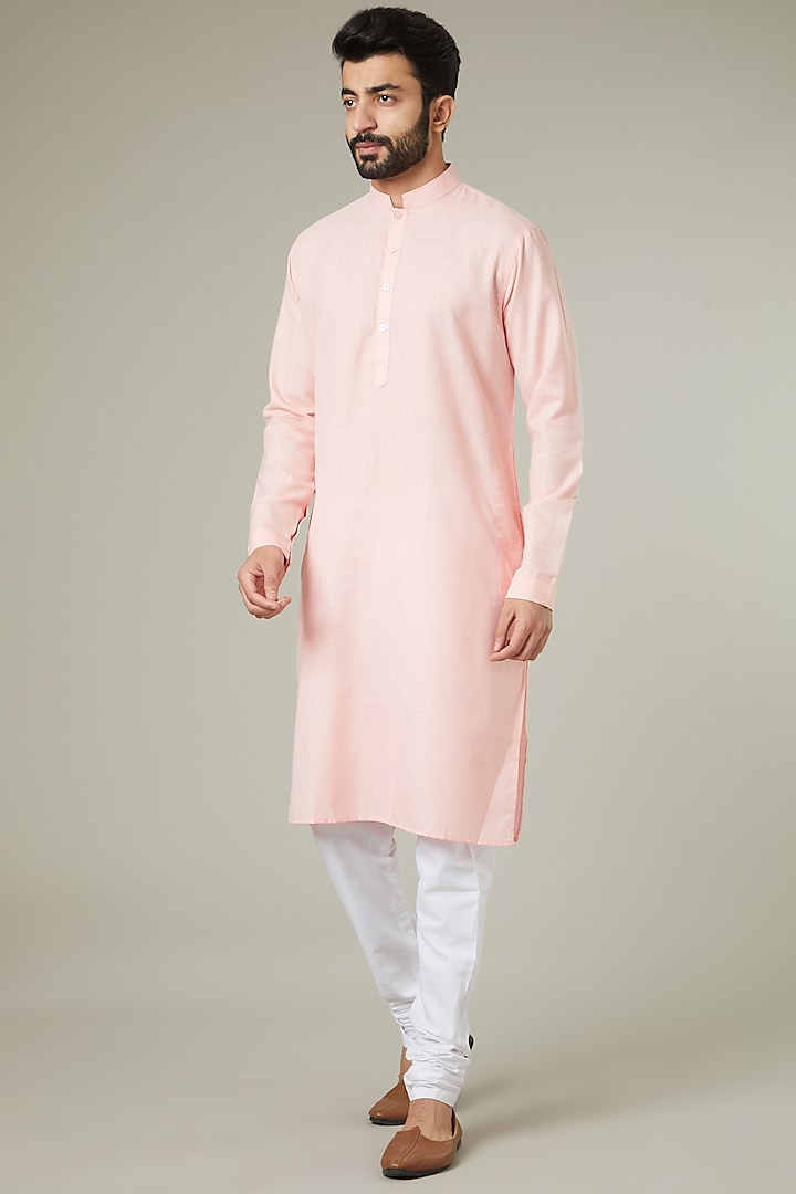 Blush Pink Cotton Kurta Set by Manish Nagdeo