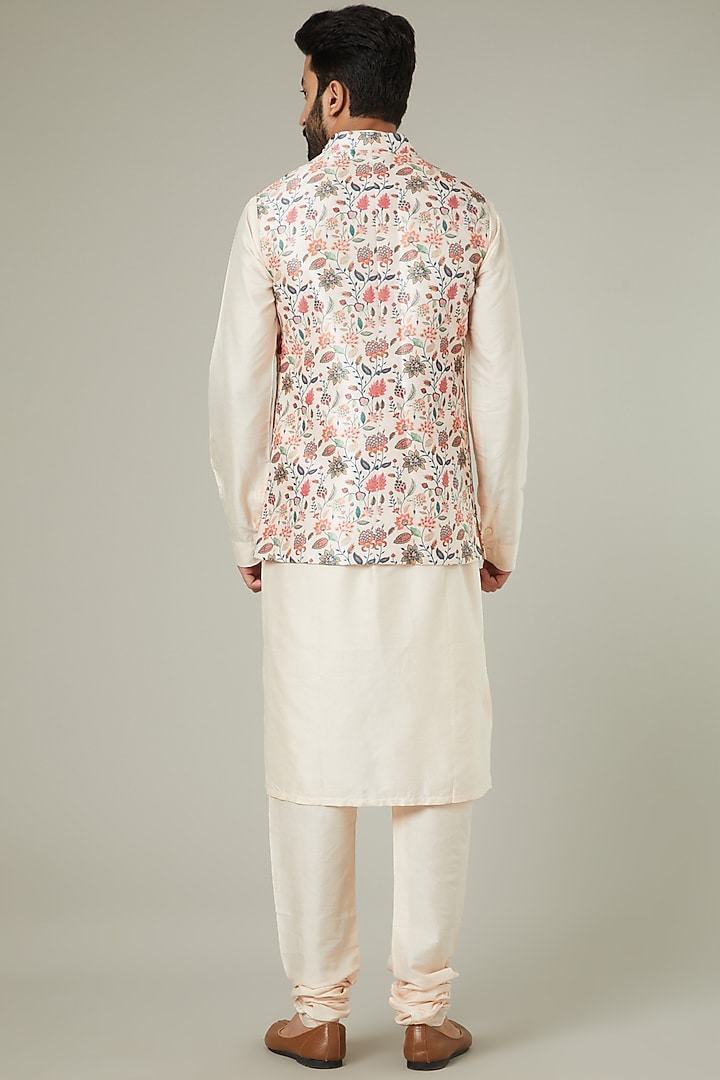 Nude Printed Bundi Jacket With Kurta Set by Manish Nagdeo Men at Pernia's Pop Up Shop