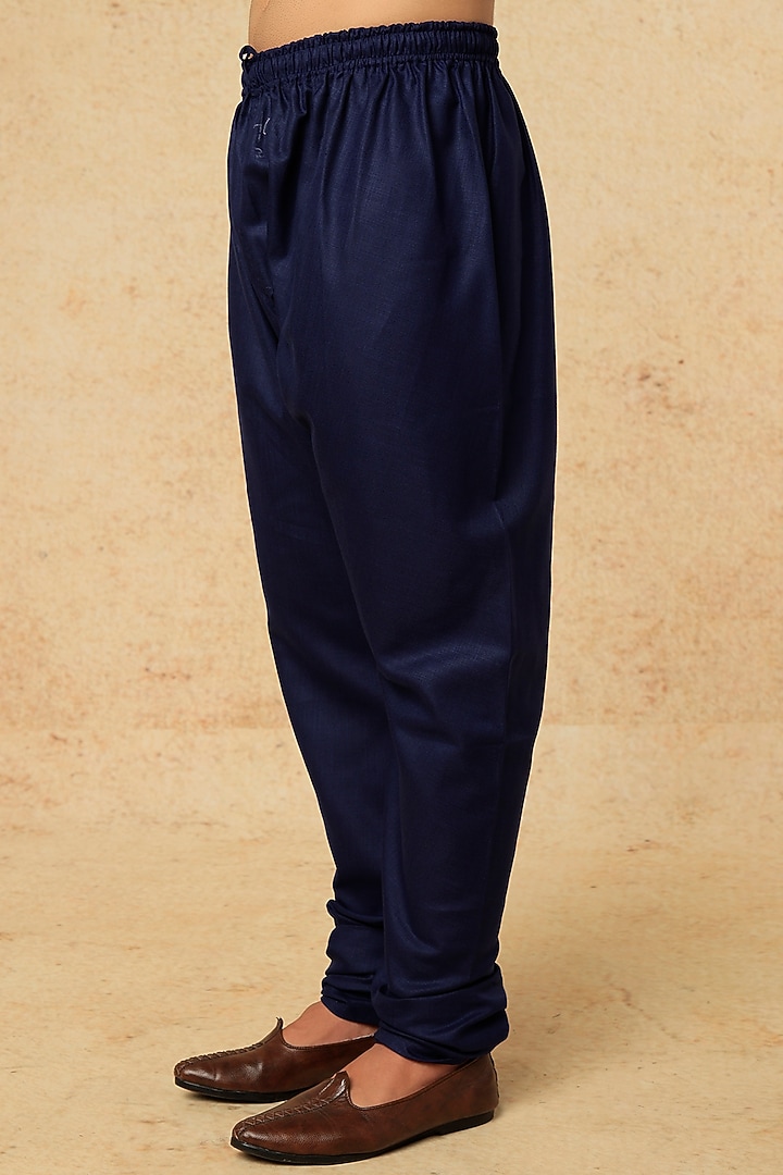 Navy Ruby Silk Indowestern Set by Manish Nagdeo Men at Pernia's Pop Up Shop