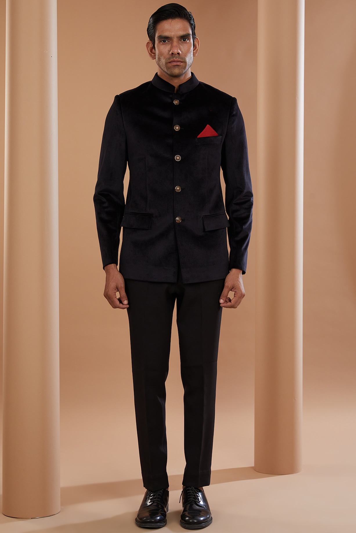 Buy Manish Nagdeo Black Luxury Velvet Bandhgala Jacket at Pernia 