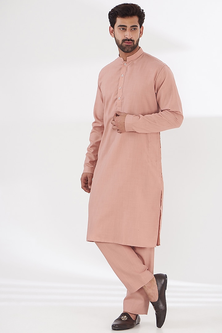 Peach Art Silk Printed Bundi Jacket Set by Manish Nagdeo Men at Pernia's Pop Up Shop