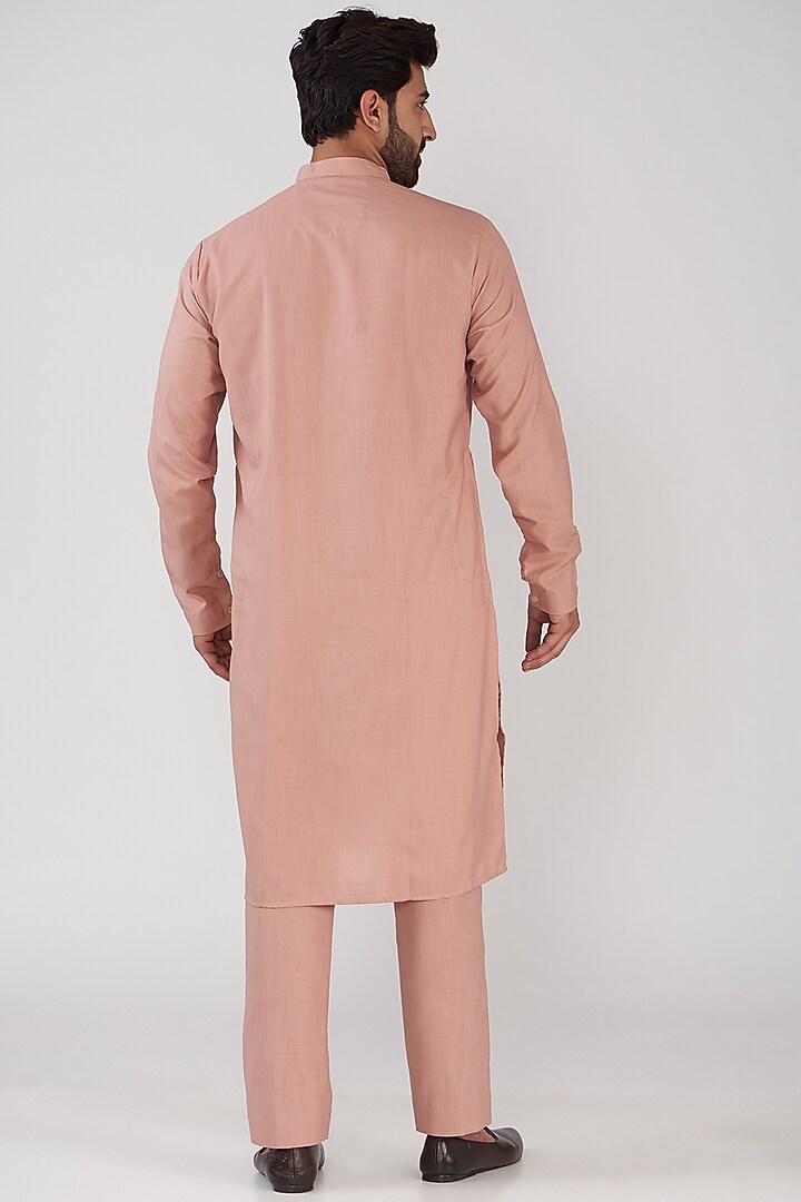Peach Art Silk Printed Bundi Jacket Set by Manish Nagdeo Men at Pernia's Pop Up Shop