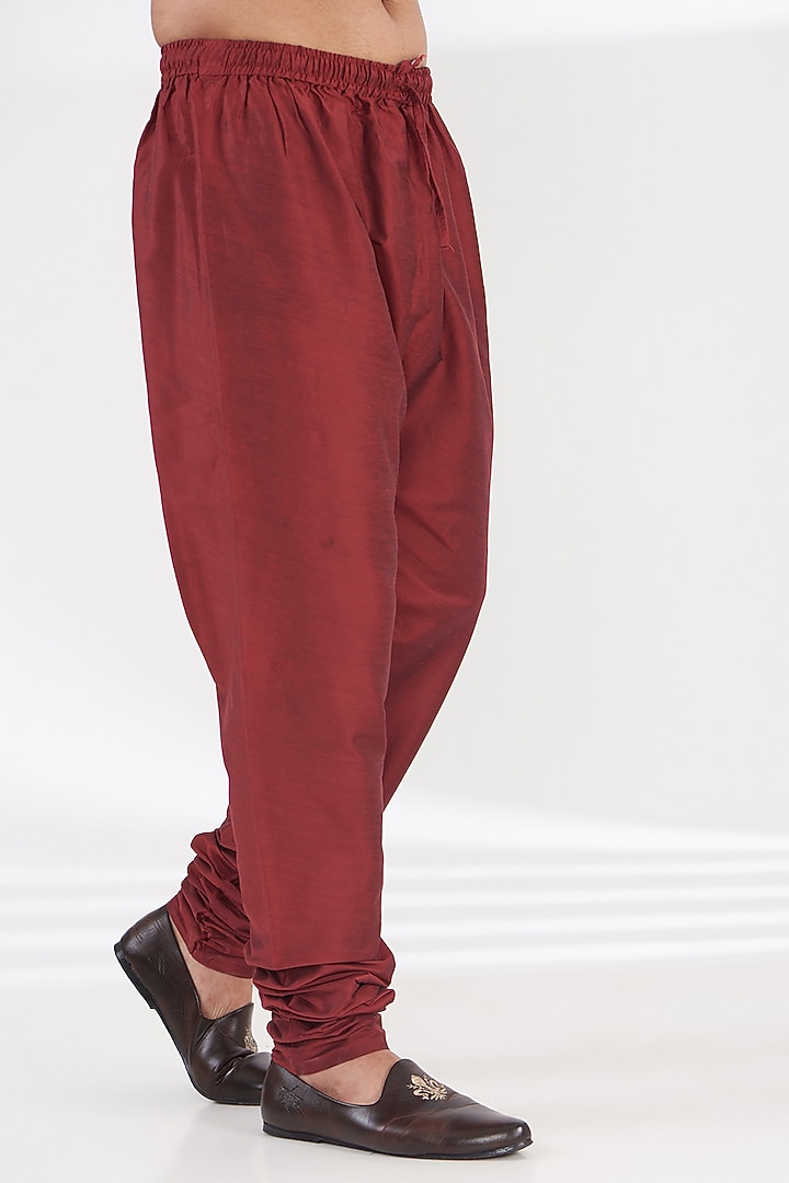 Maroon Cotton Silk Hand Block Printed Kurta Set by Manish Nagdeo Men at Pernia's Pop Up Shop