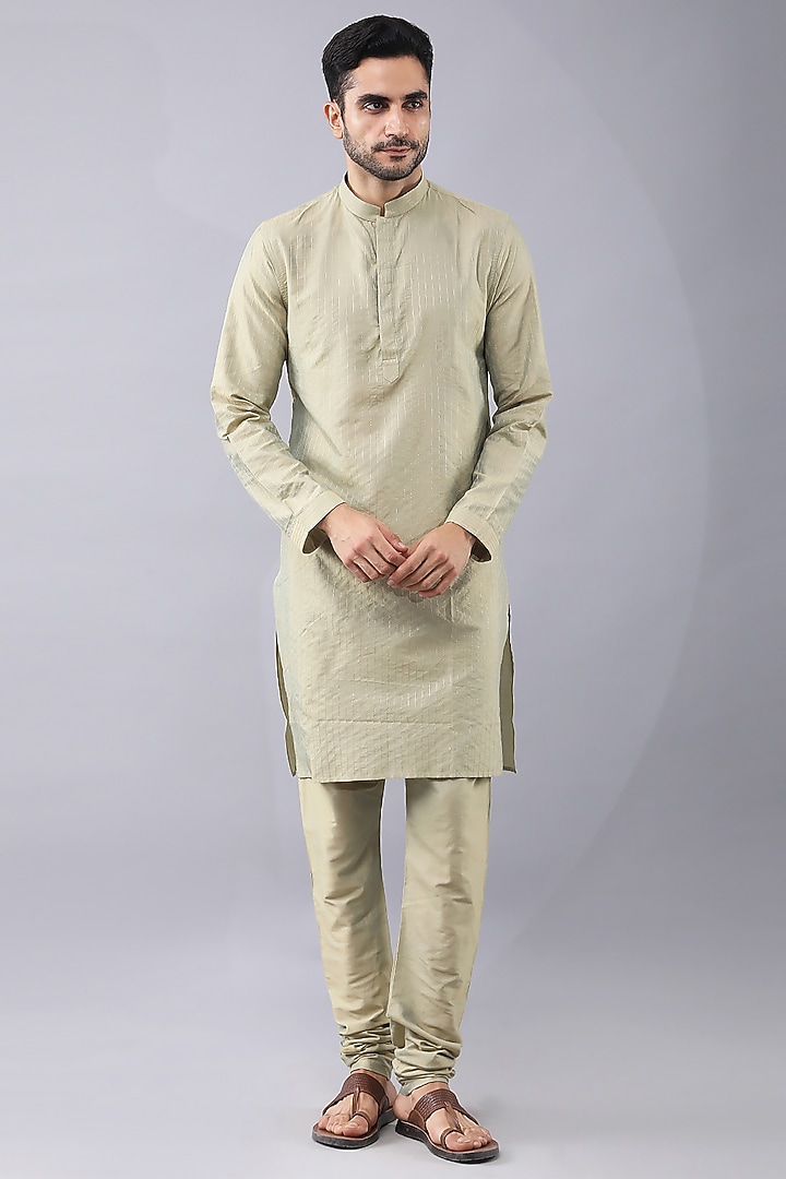 Green Art Silk Printed & Embroidered Bundi Jacket Set by Manish Nagdeo Men at Pernia's Pop Up Shop