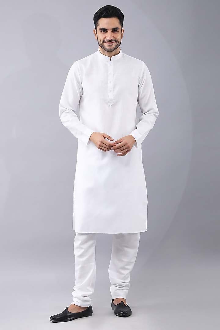 White Banarasi Brocade Wedding Sherwani Set by Manish Nagdeo Men at Pernia's Pop Up Shop