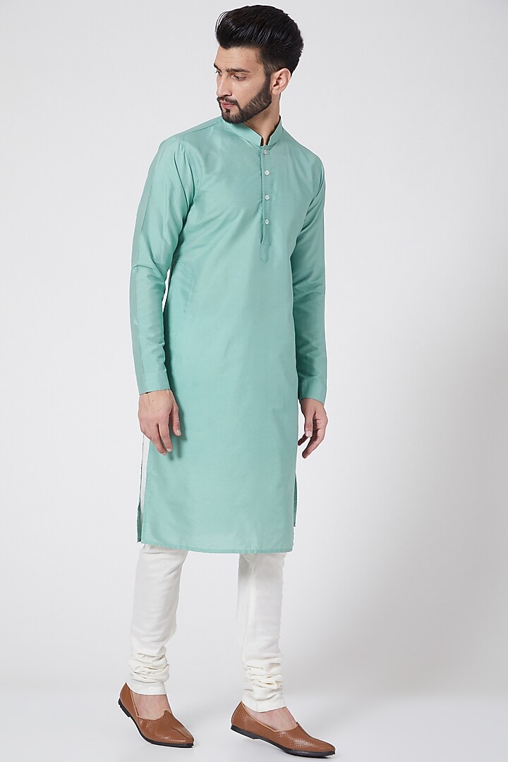 Mint Green Printed Sherwani Set For Boys by Manish Nagdeo - Kids at Pernia's Pop Up Shop