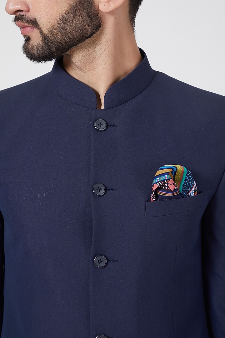 Blue Bandhgala Jacket Set For Boys by Manish Nagdeo - Kids at Pernia's Pop Up Shop