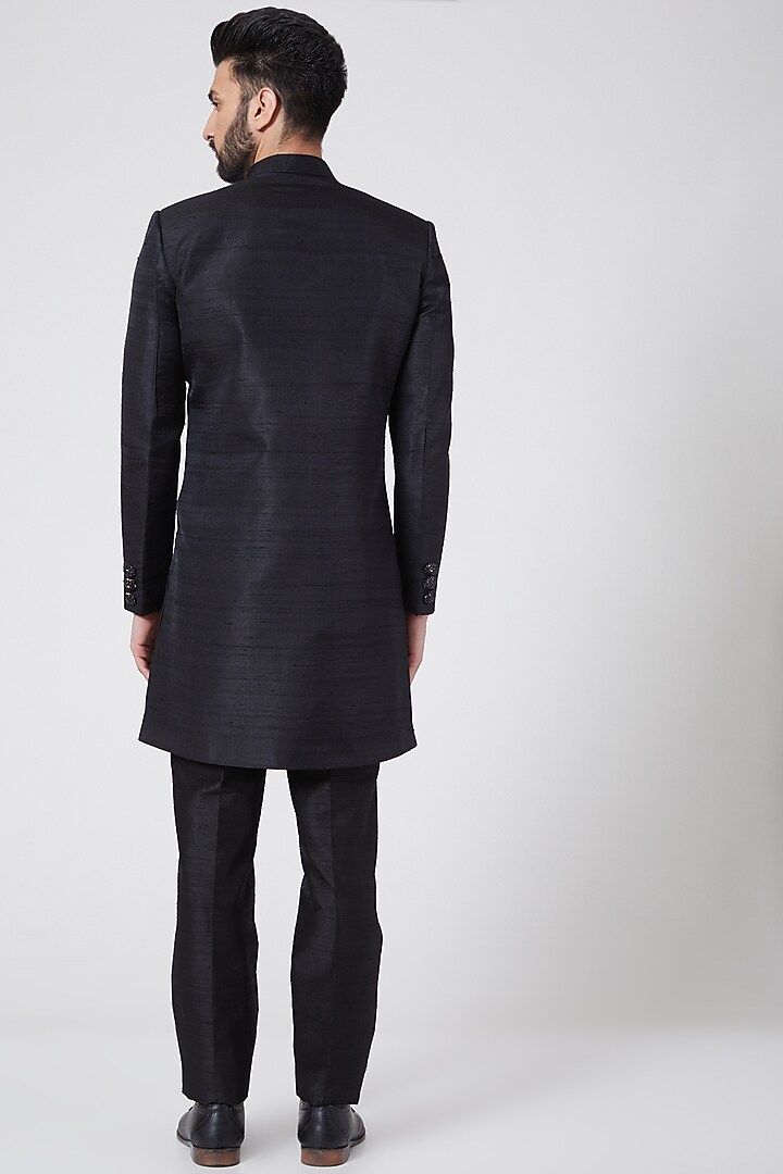 Grey Sherwani Set For Boys by Manish Nagdeo - Kids at Pernia's Pop Up Shop