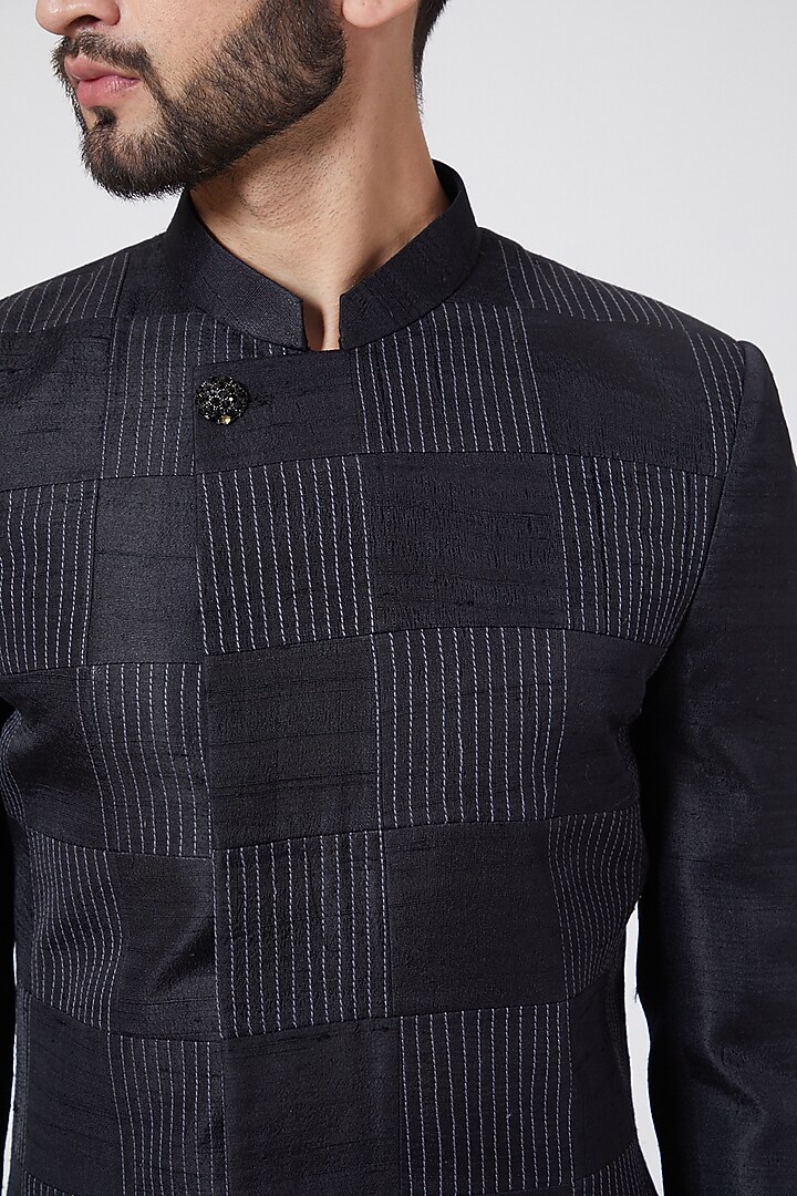 Grey Sherwani Set For Boys by Manish Nagdeo - Kids at Pernia's Pop Up Shop