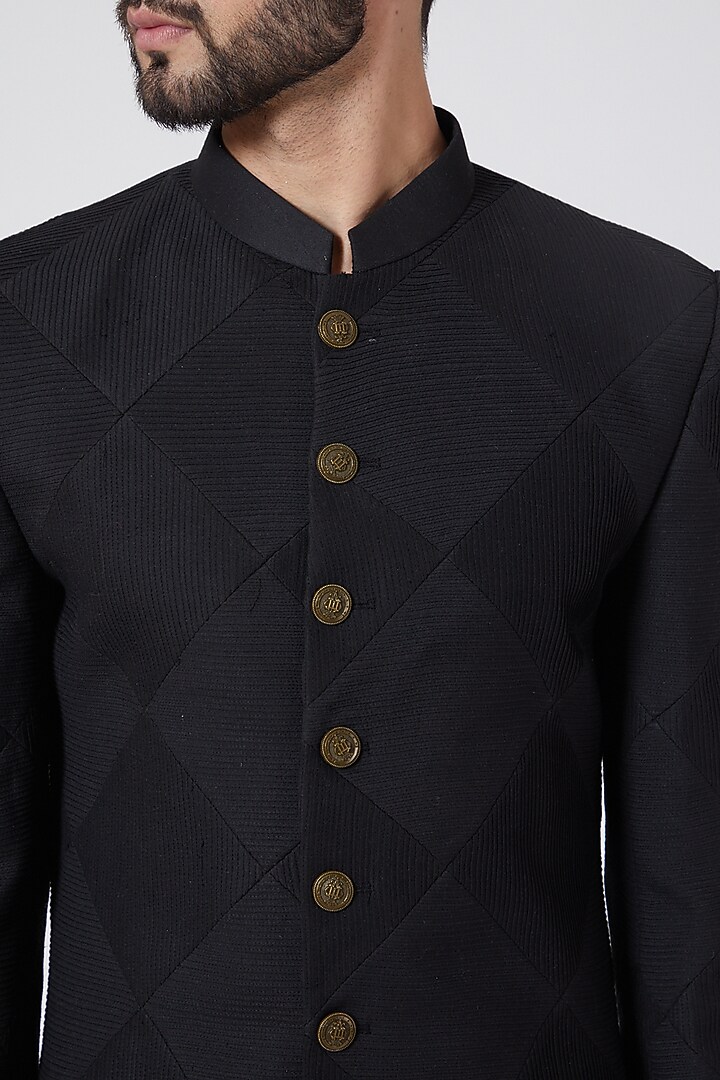 Black Sherwani Set For Boys by Manish Nagdeo - Kids at Pernia's Pop Up Shop
