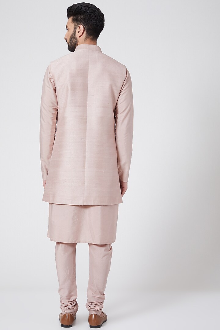 Light Pink Embroidered Sherwani Set For Boys by Manish Nagdeo - Kids at Pernia's Pop Up Shop