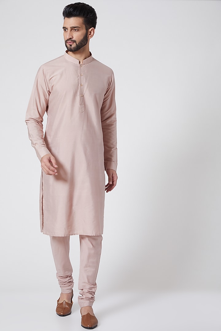 Light Pink Embroidered Sherwani Set For Boys by Manish Nagdeo - Kids at Pernia's Pop Up Shop