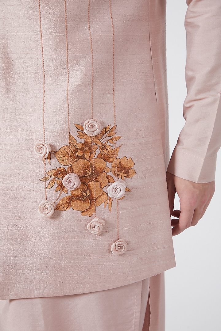 Light Pink Embroidered Sherwani Set For Boys by Manish Nagdeo - Kids at Pernia's Pop Up Shop