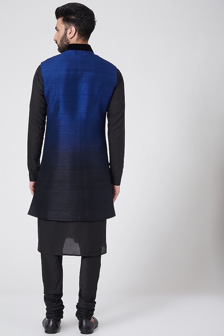 Black & Blue Sherwani Set For Boys by Manish Nagdeo - Kids at Pernia's Pop Up Shop