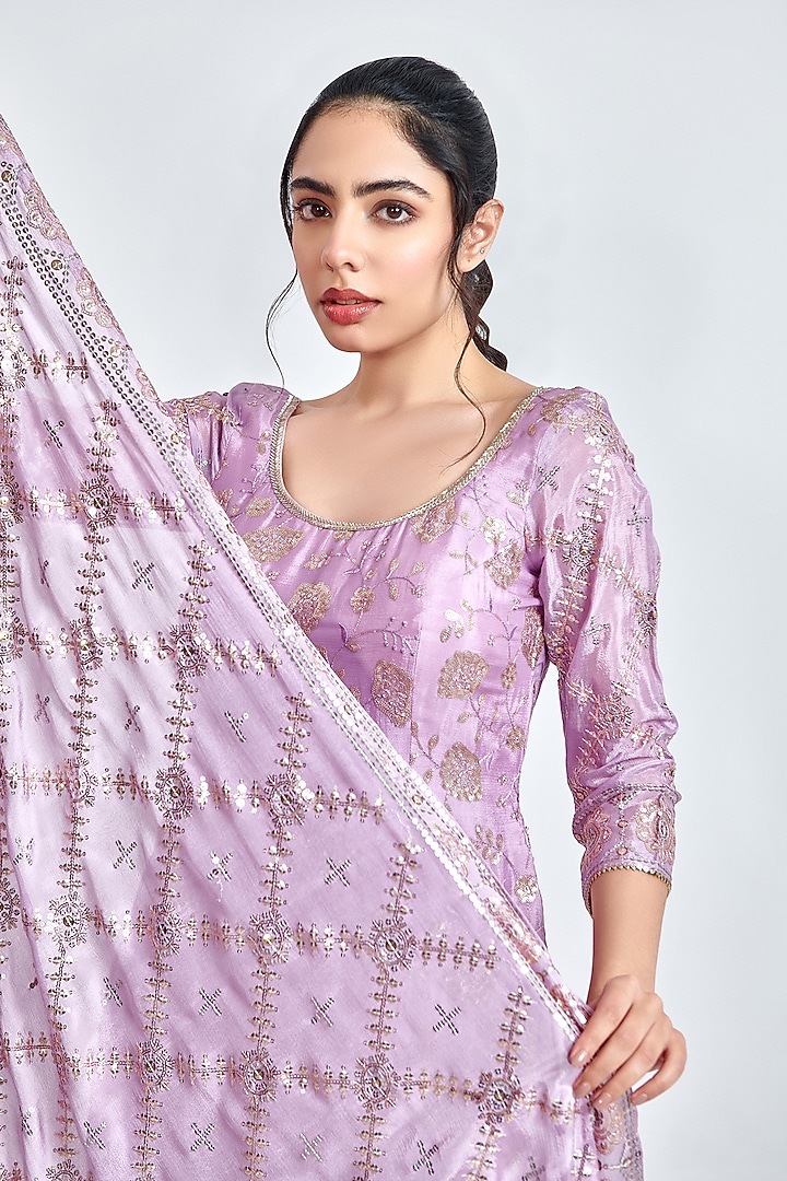 Winish Maroon Chinon Heavy embroidered Sharara Set with Beautiful Duppata main image 0
