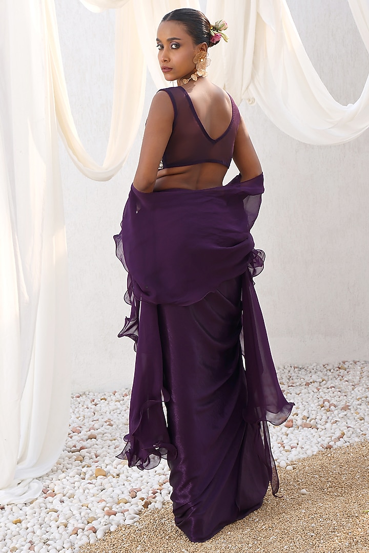 Wine Organza Cape Set by MeenaGurnam at Pernia's Pop Up Shop