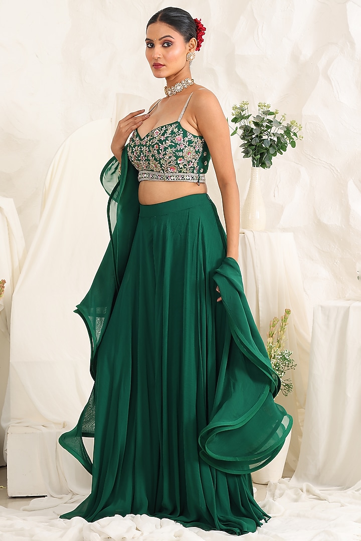 Green Georgette Party Wear Sharara Set by MeenaGurnam at Pernia's Pop Up Shop