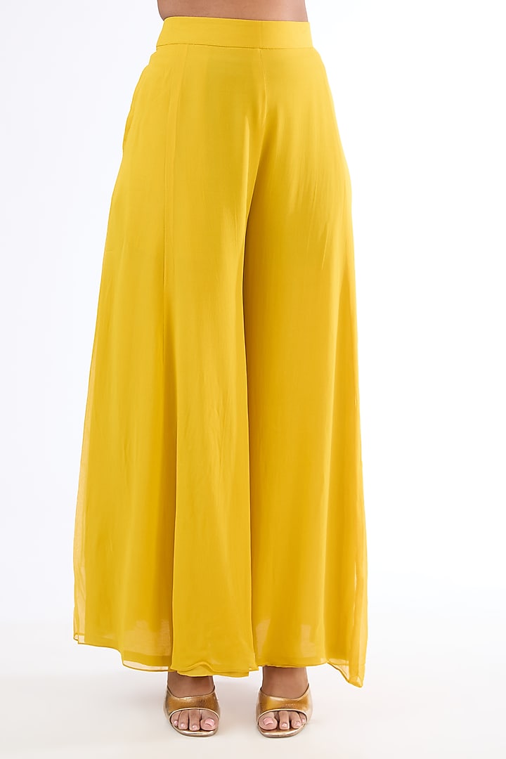 Mustard Georgette Party Wear Sharara Set by MeenaGurnam at Pernia's Pop Up Shop
