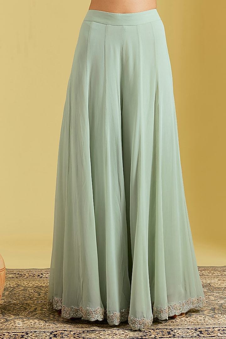 Pista Net Embroidered Gharara Set by MeenaGurnam at Pernia's Pop Up Shop