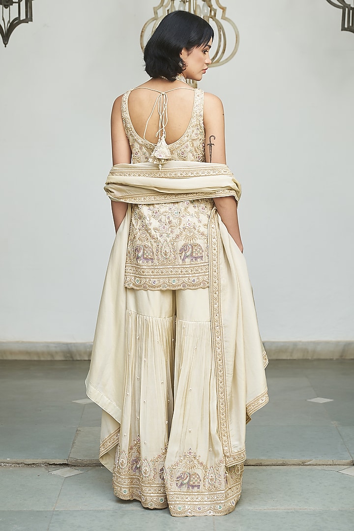 Yellow Tissue Gharara Set by MeenaGurnam at Pernia's Pop Up Shop