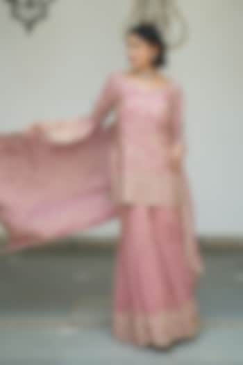 Lavender Tissue Gharara Set by MeenaGurnam at Pernia's Pop Up Shop