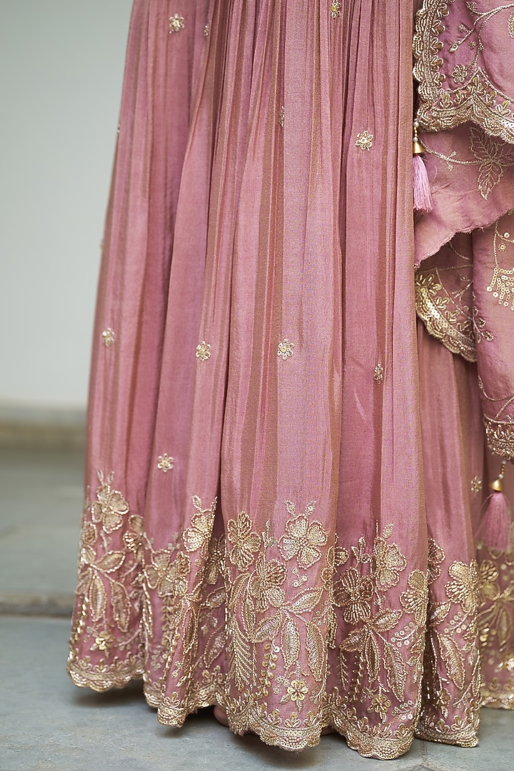 Lavender Tissue Gharara Set by MeenaGurnam at Pernia's Pop Up Shop