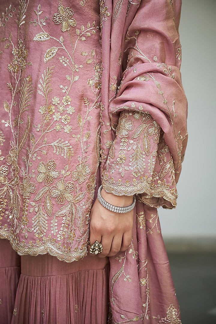 Lavender Tissue Gharara Set by MeenaGurnam at Pernia's Pop Up Shop