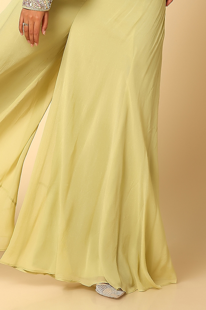 Pista Green Viscose Georgette Party Wear Sharara Set by MeenaGurnam at Pernia's Pop Up Shop